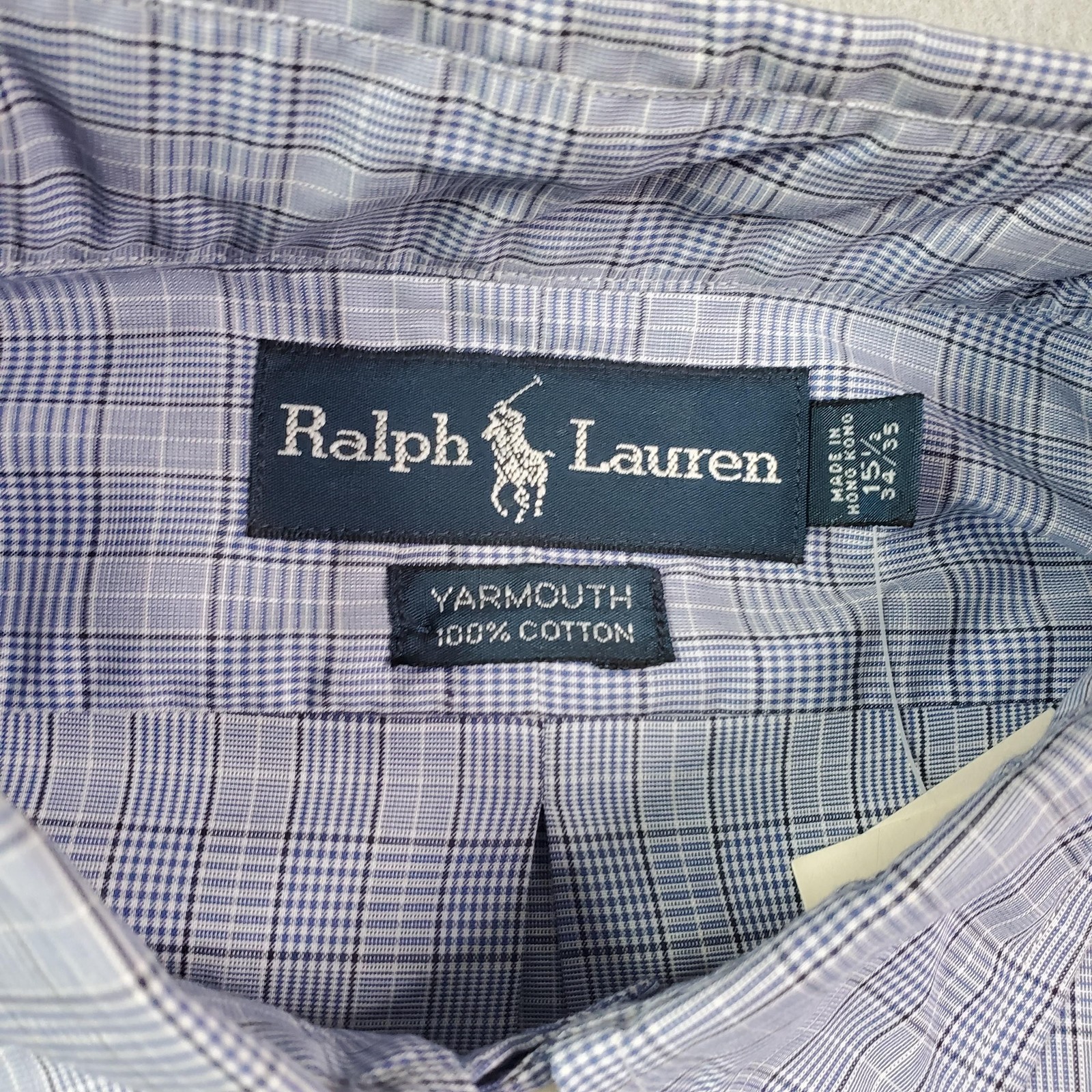 Ralph Lauren Shirt Mens 15 1/2 34/35 Plaid Yarmouth Button Down Classic Fit