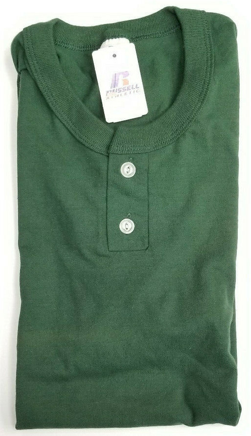 NEW Vintage Russell Athletic Blank 2 Button Henley T-shirt Mens El Salvador
