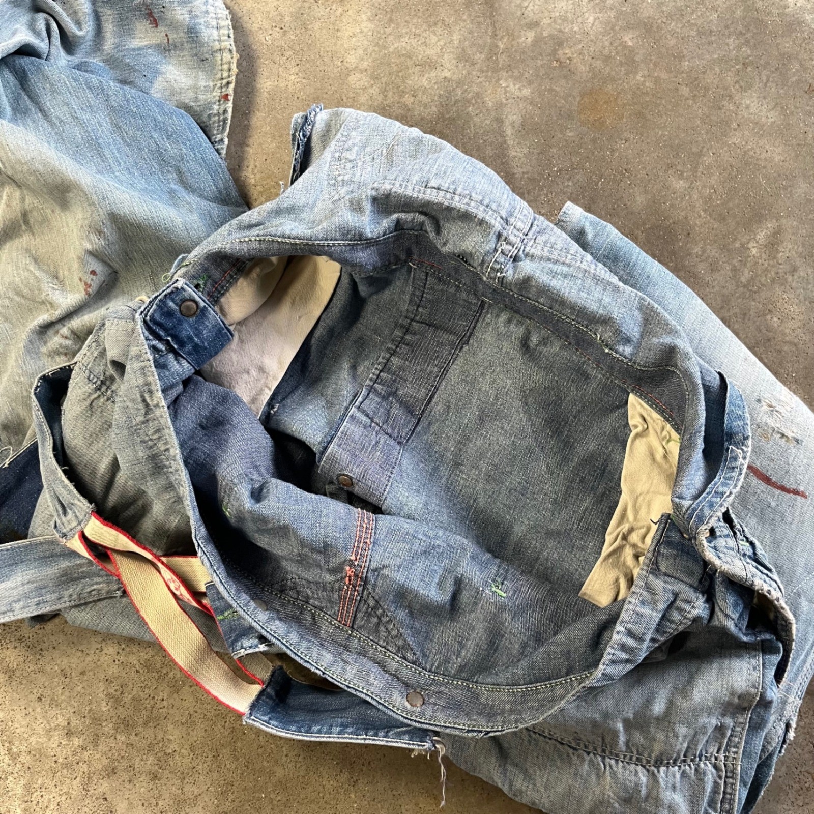Washington Dee Cee Overalls 40×30 Blue Vintage Distressed Painter Workwear 50s