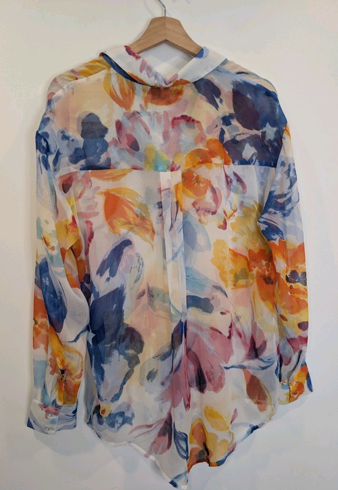 Vero Moda Top Watercolour Blouse Semi Sheer New Tags Medium Floral RRP $99.95