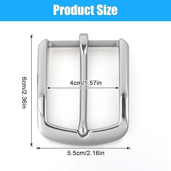 Silver Belt Buckle, 1.5 Inch Belt Buckles for Men, Stainless Steel Single Prong