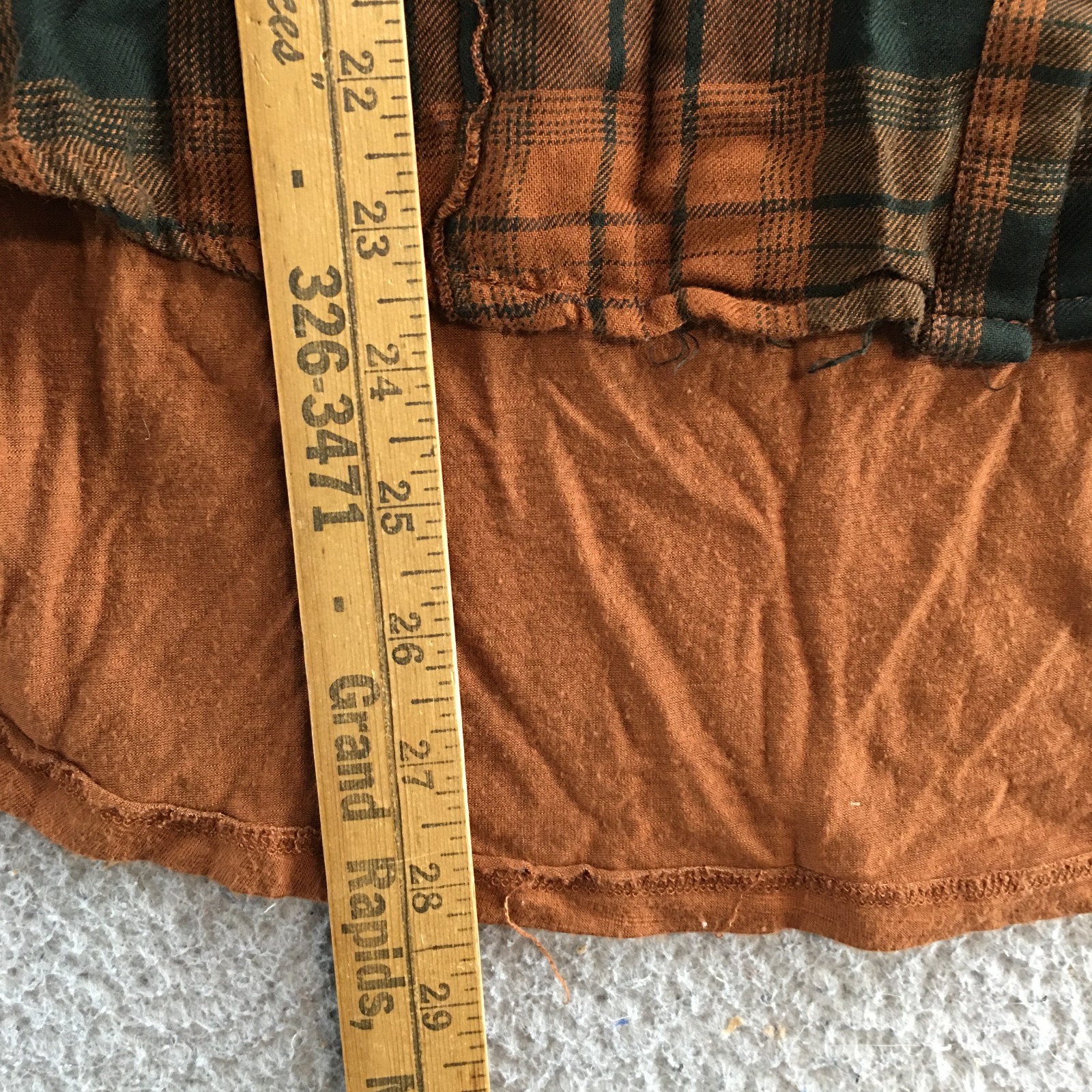 Knox Rose Plaid Button Up Shirt Womens M Lace Hi-Low Back Roll Tab Sleeve Brown