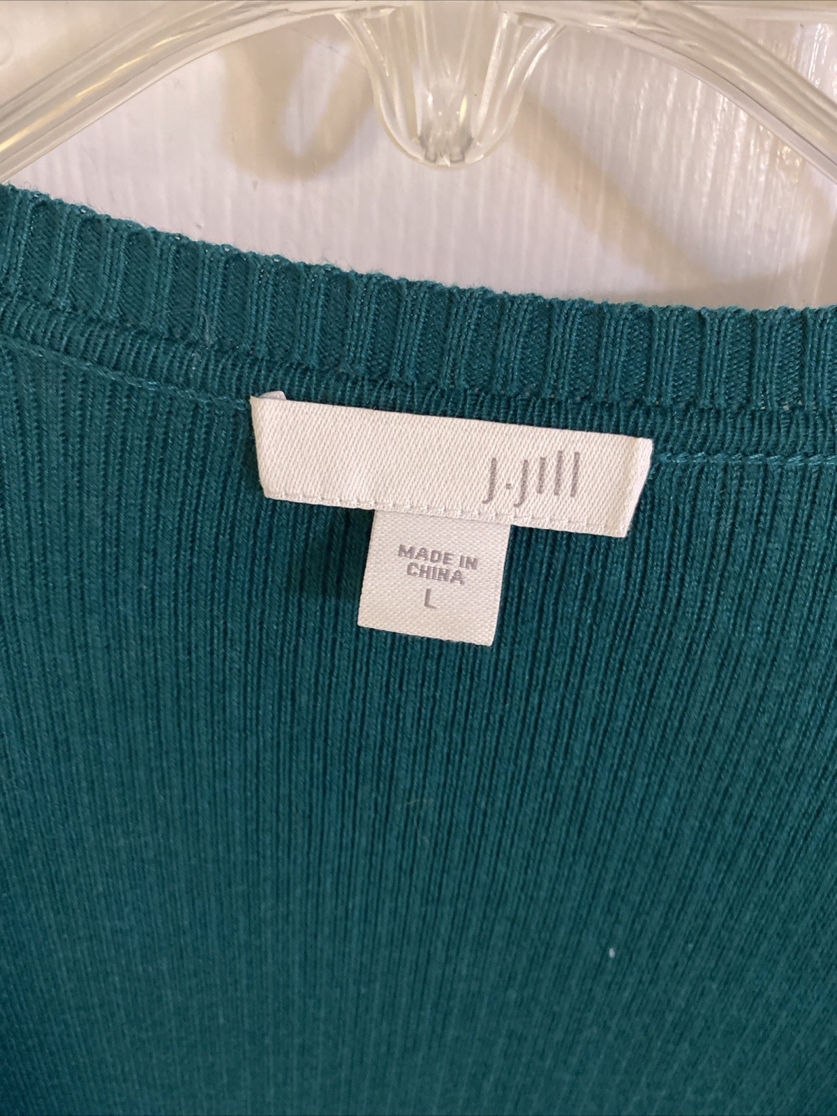 J. Jill Wearever Longline Cardigan Knit Sweater Green Sz L Rayon Blend