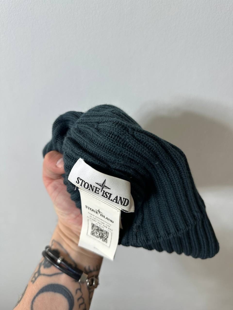 STONE ISLAND GREEN HAT RARE KNIT RIBBED