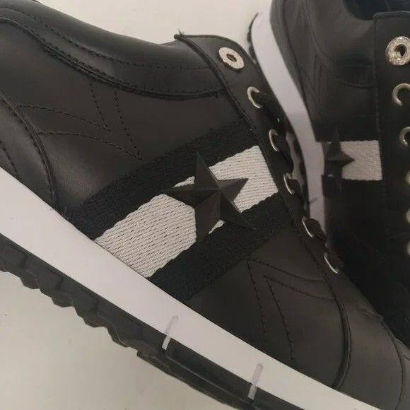 Jimmy Choo Men’s Black and Silver Soft Vacchetta Low Top Sneakers – EU42.5/US9.5