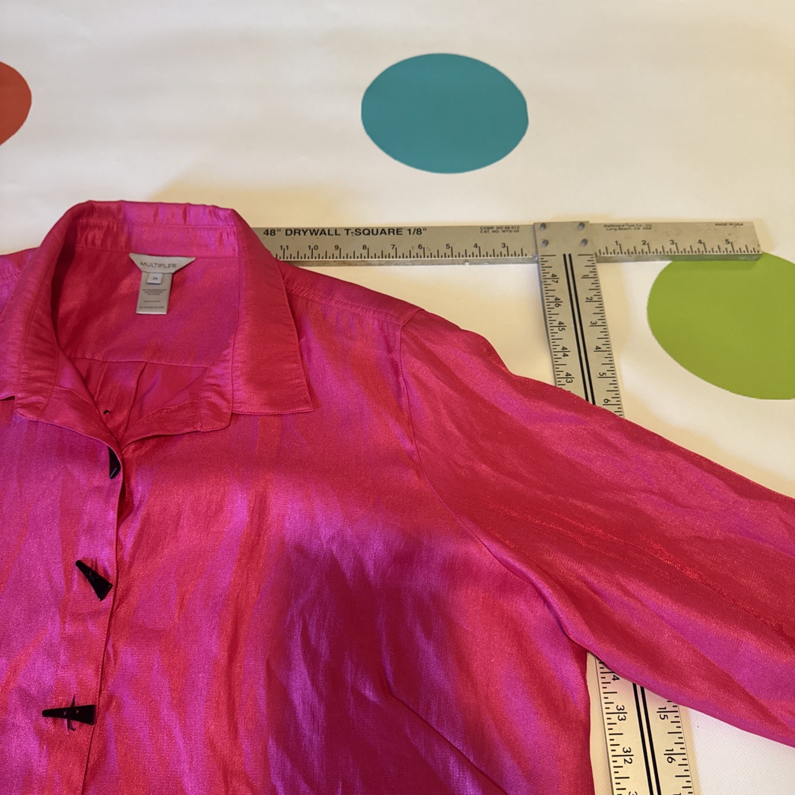 EUC Multiples Brand Plus Women’s Shackedt Jacket Shirt 2x Pink Fuschia Toggle
