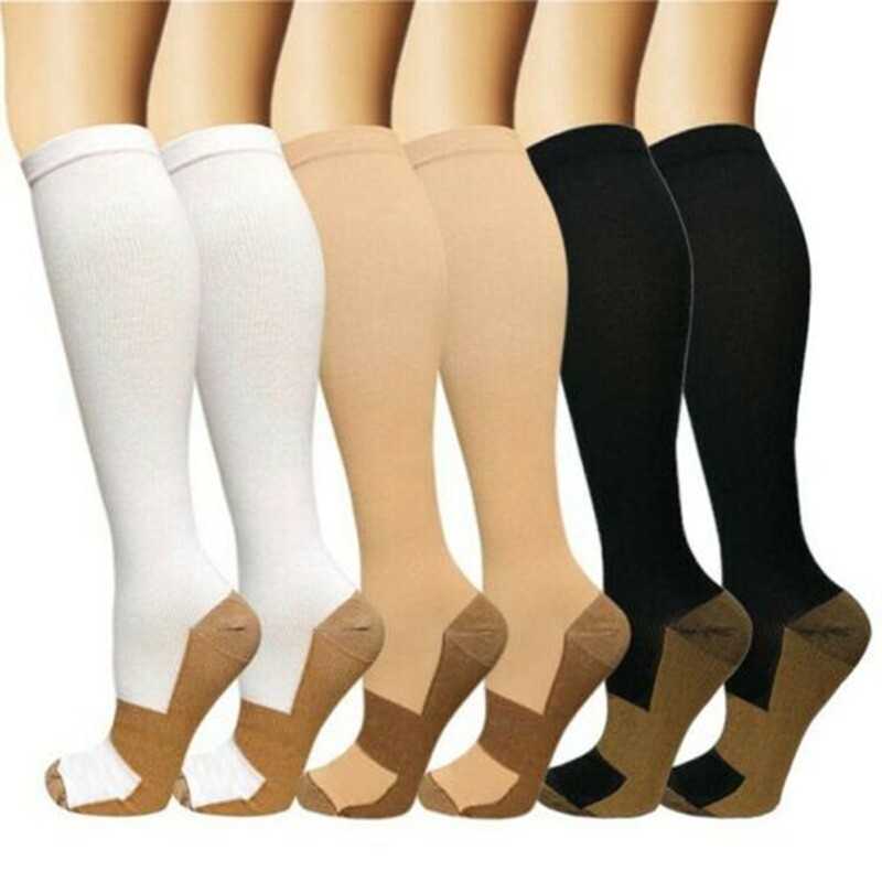 3 Pairs Copper Compression Socks 20-30mmHg Energy Support Recover Fit Knee High