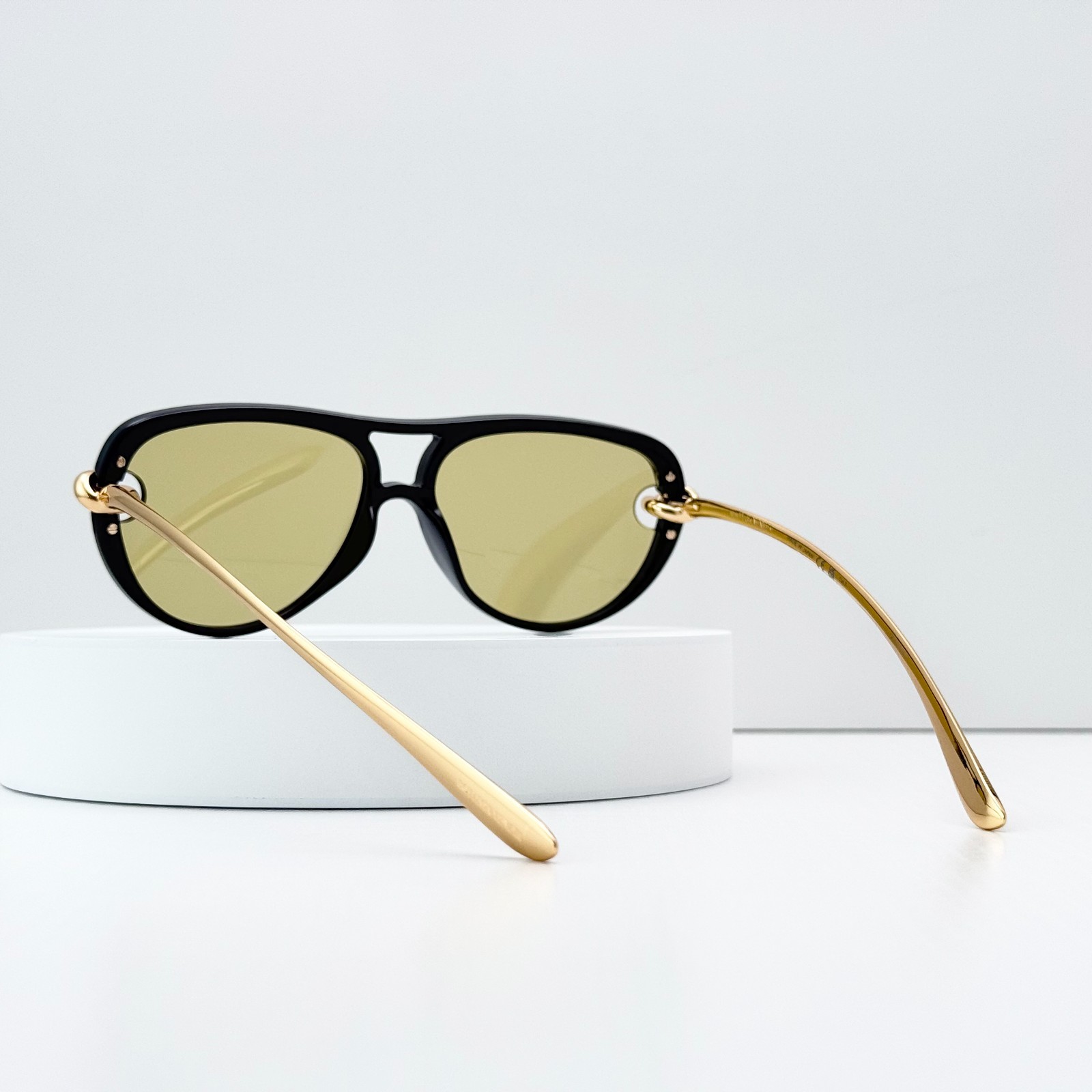 Bottega Veneta BV1418S Black Gold Cat Eye Sunglasses Yellow Lens 58-15-145