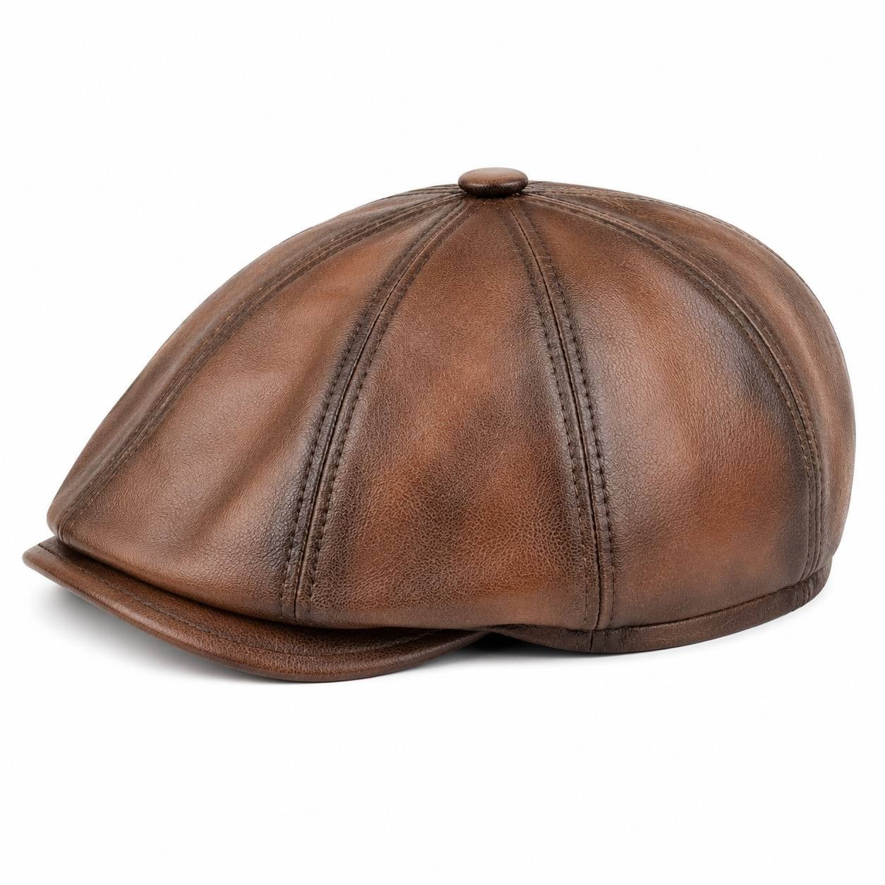 Soft Lambskin Leather Flat Cap Gatsby Newsboy Hat Warm Winter Ivy Cap