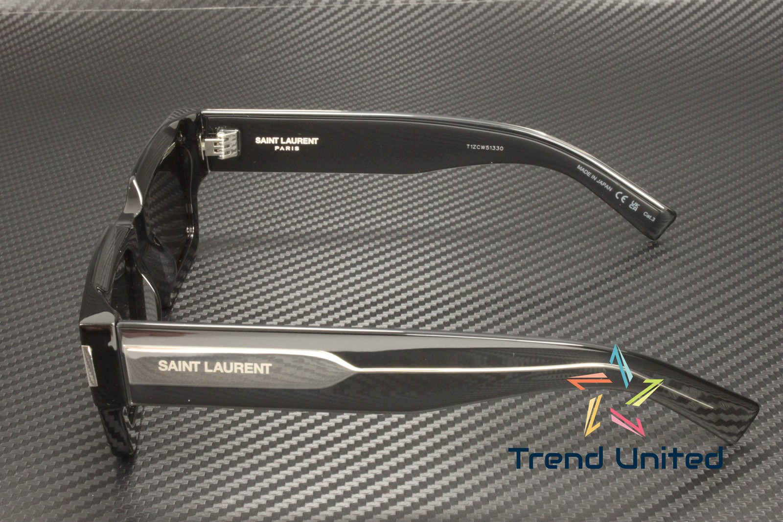 SAINT LAURENT SL 572 001 Rectangular Black Crystal Grey 50 mm Unisex Sunglasses