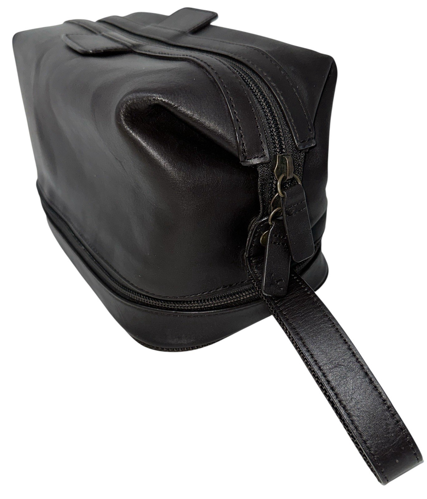 Genuine Leather Dopp & Toiletry Kit DkBrown Hangable NEW Eddie Bauer