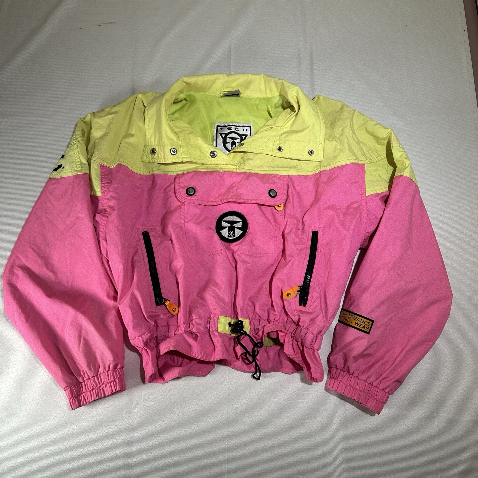 Vtg Ocean Pacific Women’s Tech Neon Colorblock Anorak Windbreaker Jacket Sz Med