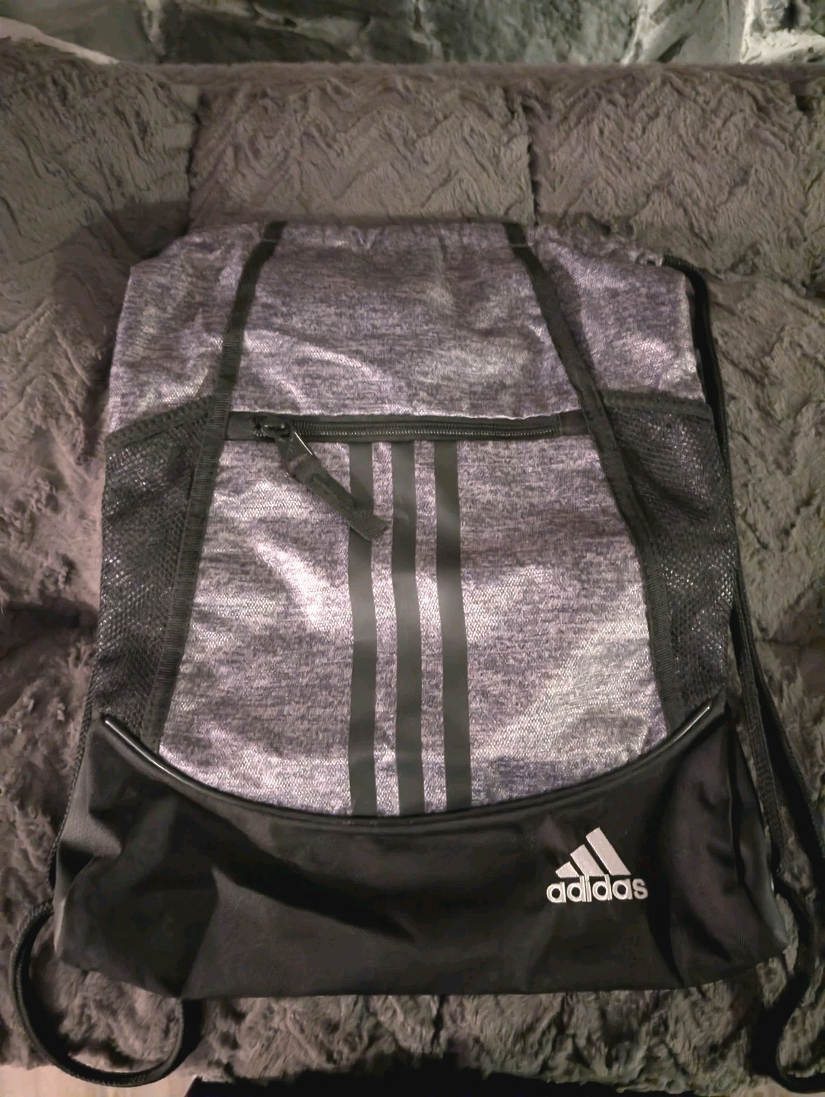 Adidas Alliance Drawstring Sackpack Black & Grey With White Logo Condition Is VG
