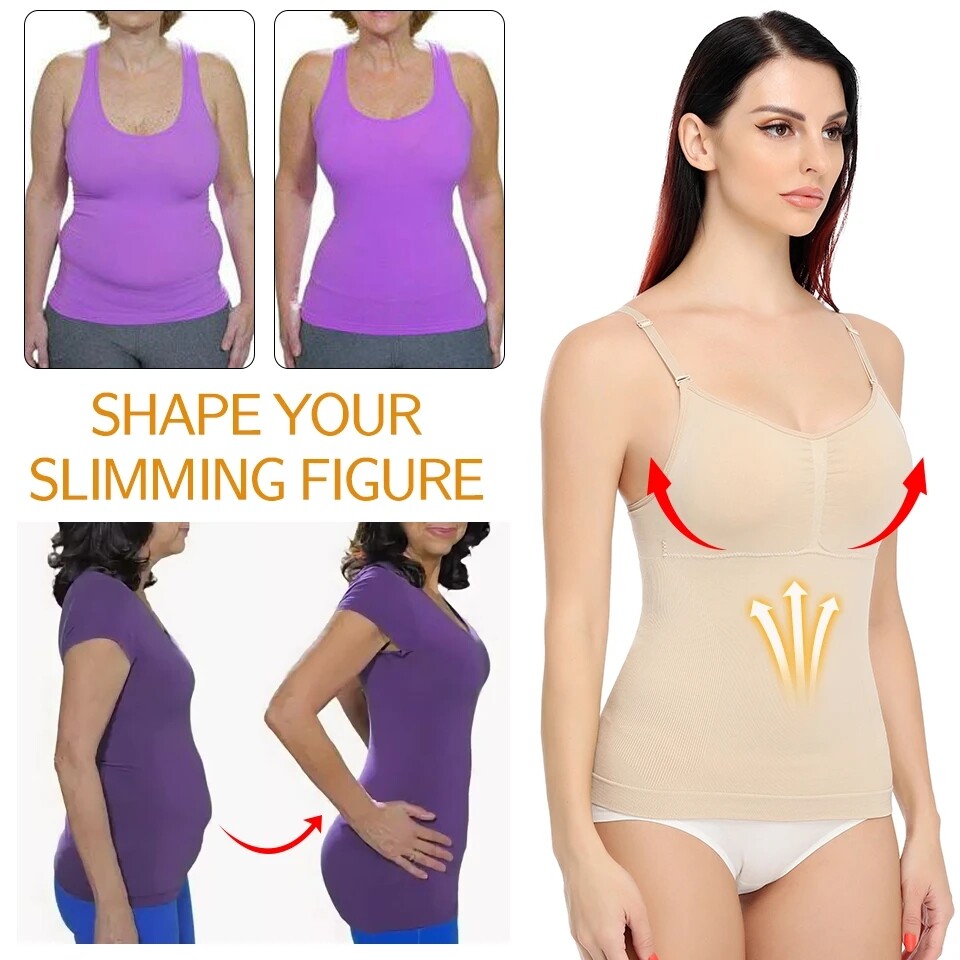 Women Tummy Control Seamless Shaping Camisole Seamless Body Shaper Slim Cami Top