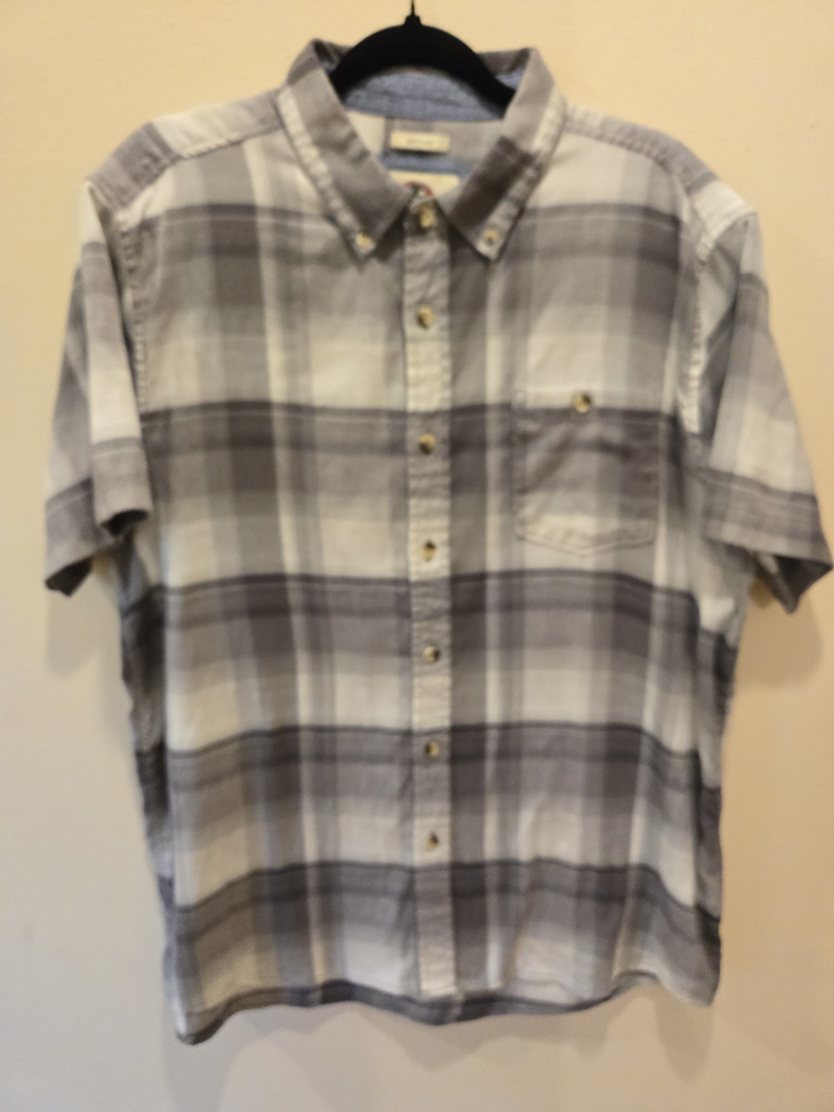 Field & Forest Men’s Bayside Stretch Woven Short Sleeve Shirt XL Plaid Gray Soft