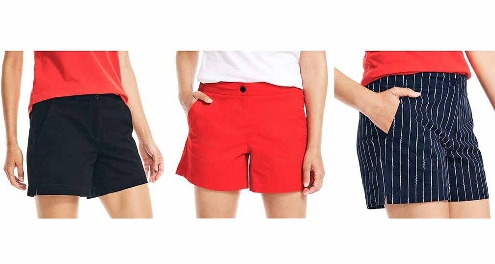 Nautica Women’s Cotton Stretch Twill Shorts Mid Rise Pockets