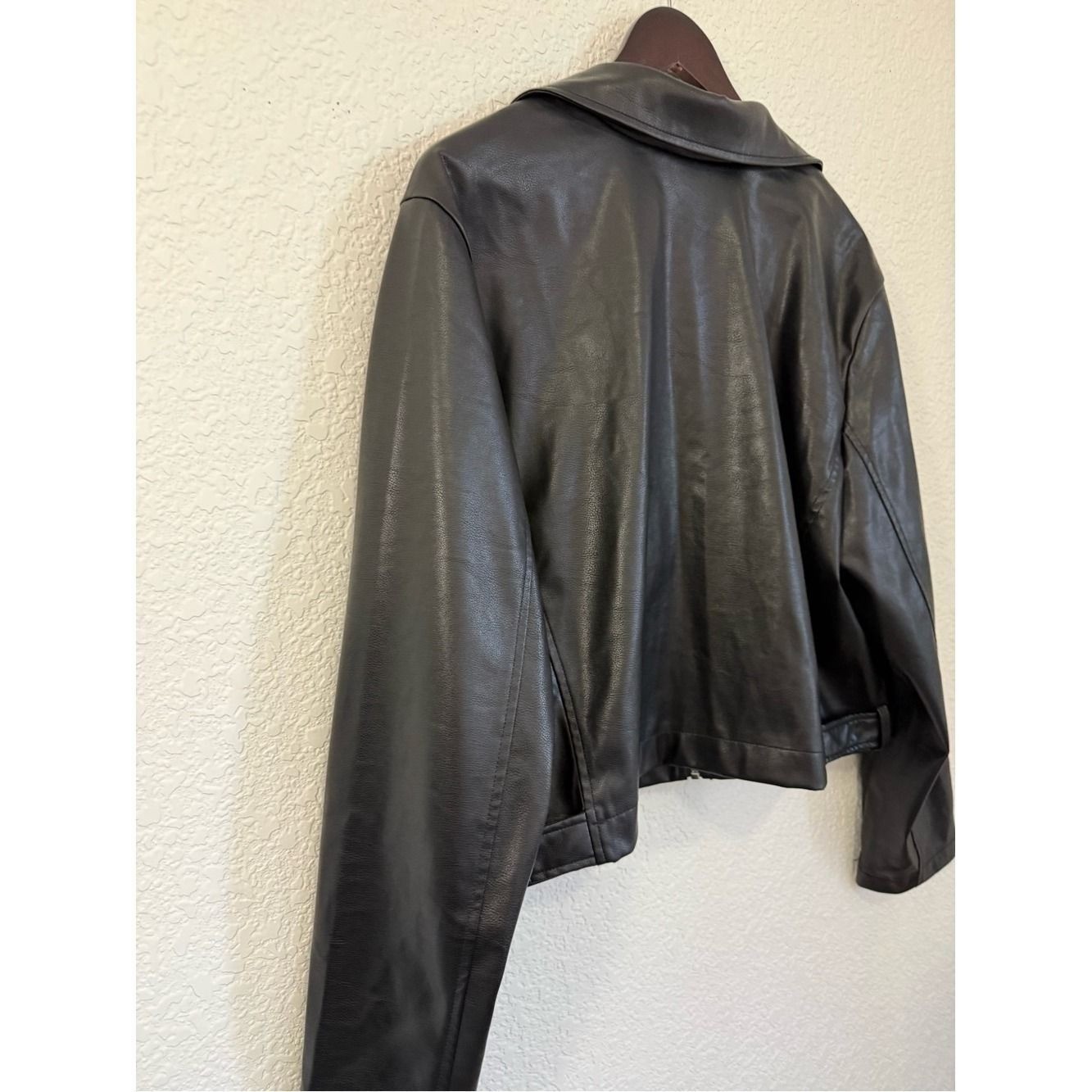 Tribal Jeans Faux Leather Moto Jacket | Black | Soft Vegan Leather | TTG/XXL