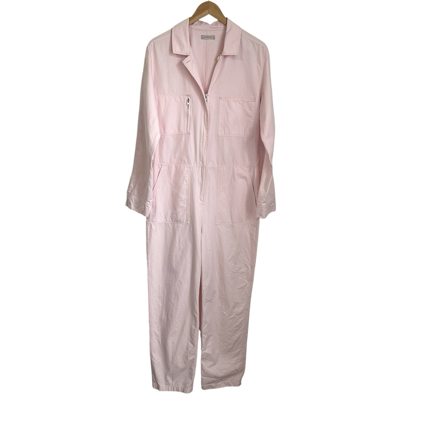 Outerknown Women Utility Jumpsuit Boiler Suit Sz Med Pink Cotton Linen Coveralls