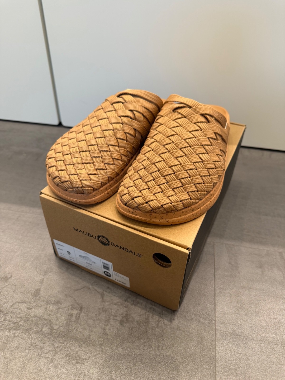 Men’s Malibu Sandals Colony Nylon EVA Rubber Woven Sandal Tan / Tan (Brand New)