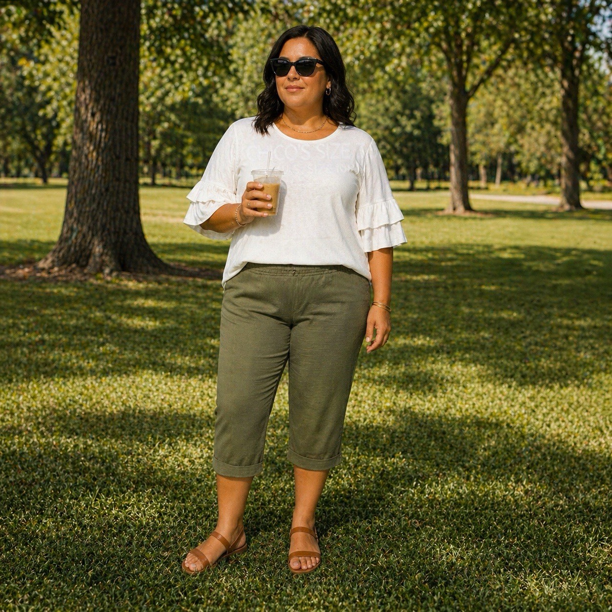 Chico’s Pants NWT Women’s Size 3.5 (18) Rolled Snap Crop Pull-On Military Green