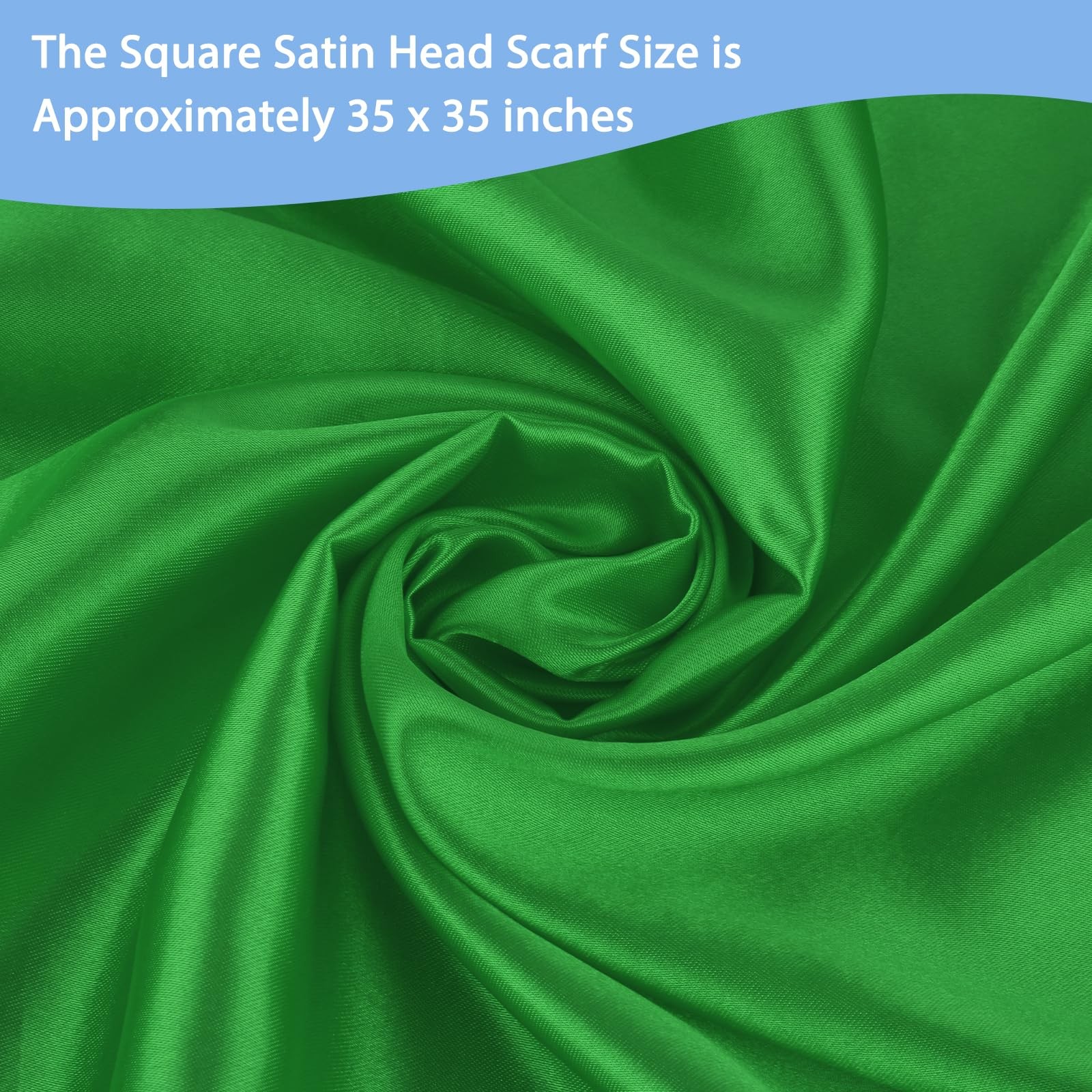 35″ Large Square Satin Head Scarf, Silk Shiny Solid Color Scarves, Sleeping