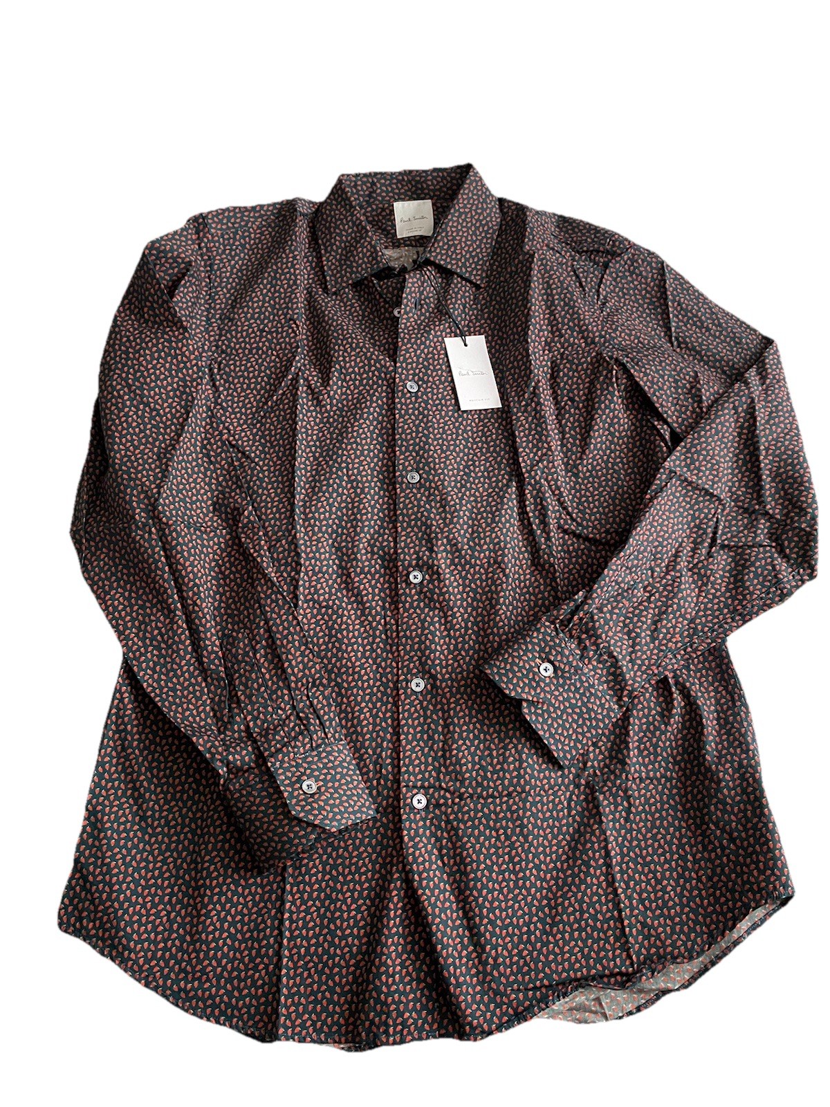 Paul Smith Button Up Shirt Men’s M (16”) Blue Strawberries Italy NWT Mayfair Fit