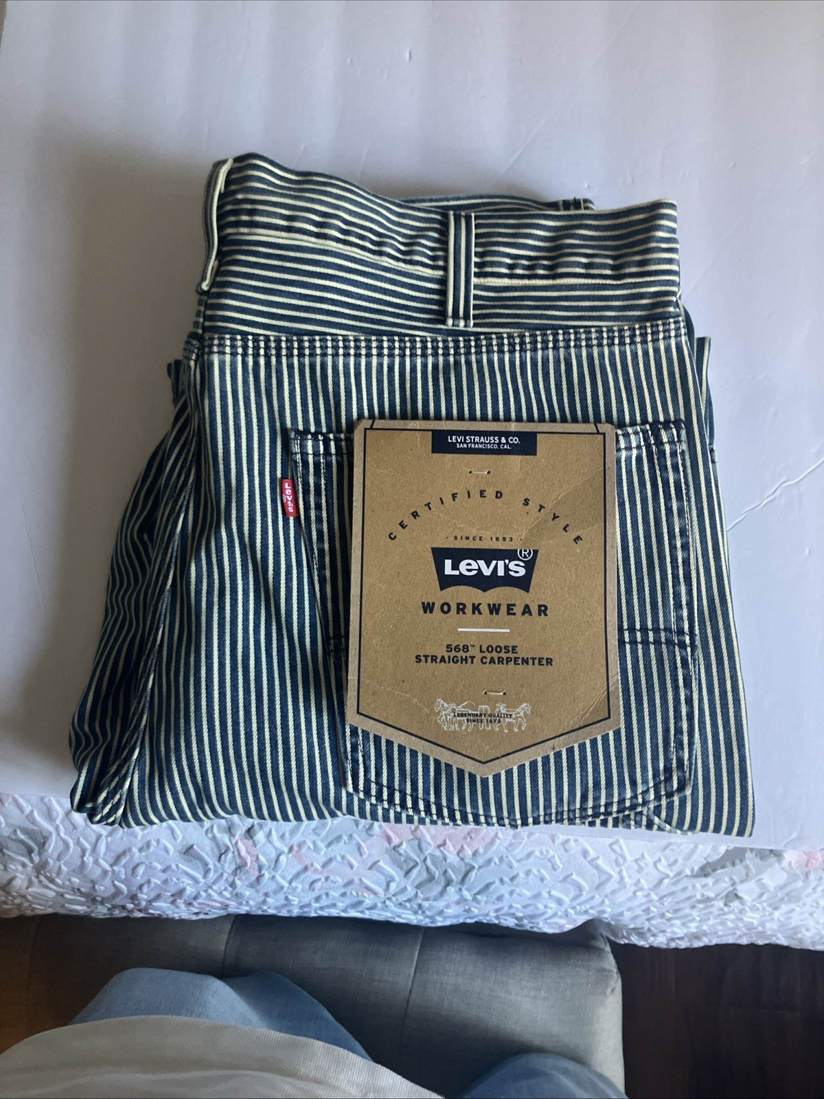 Levi’s 568 Loose Straight Striped Carpenter Pants Men’s 36×34 NWT