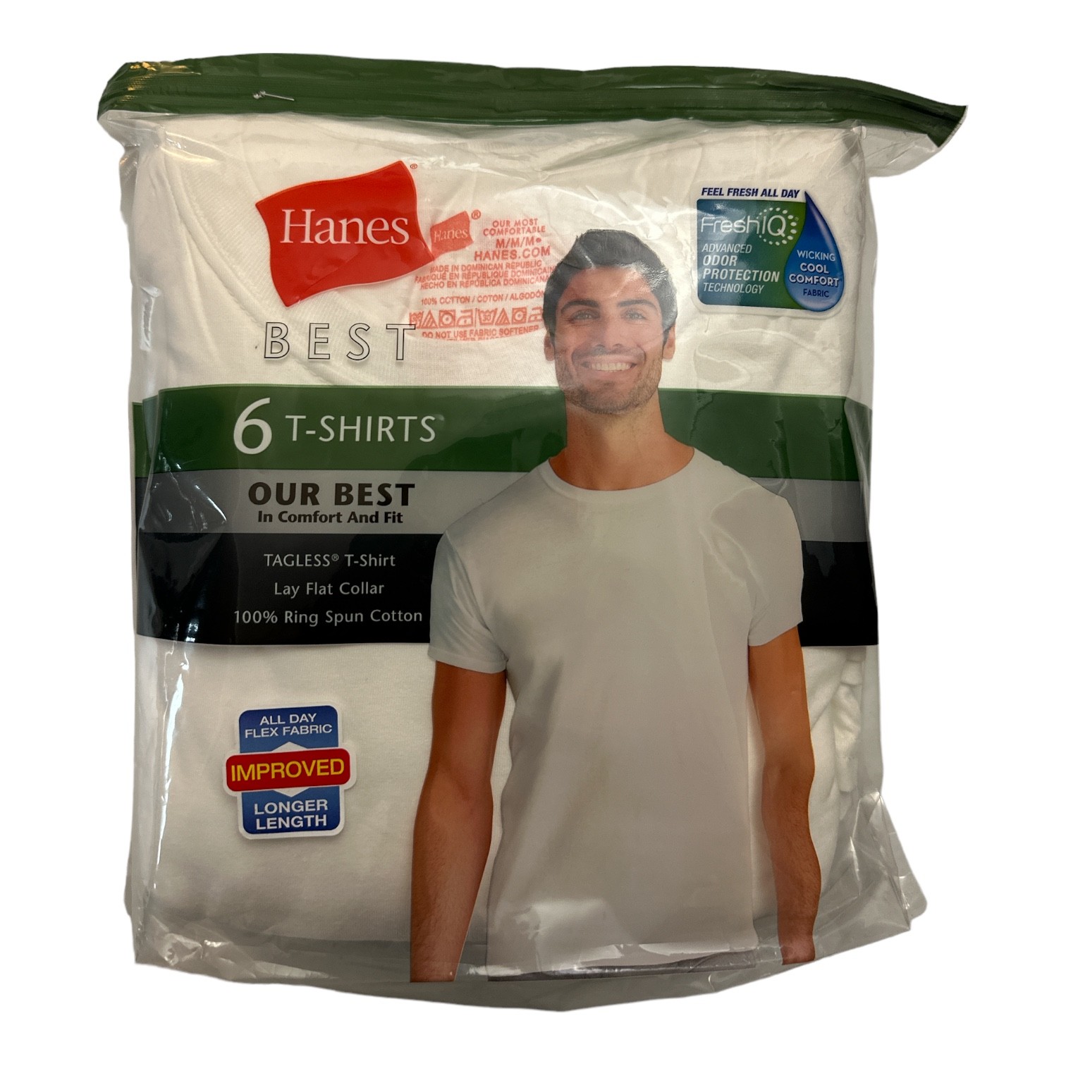 Hanes Men’s 6-Pack Best Tagless Ring Spun Cotton Crewneck Short Sleeve T-Shirts