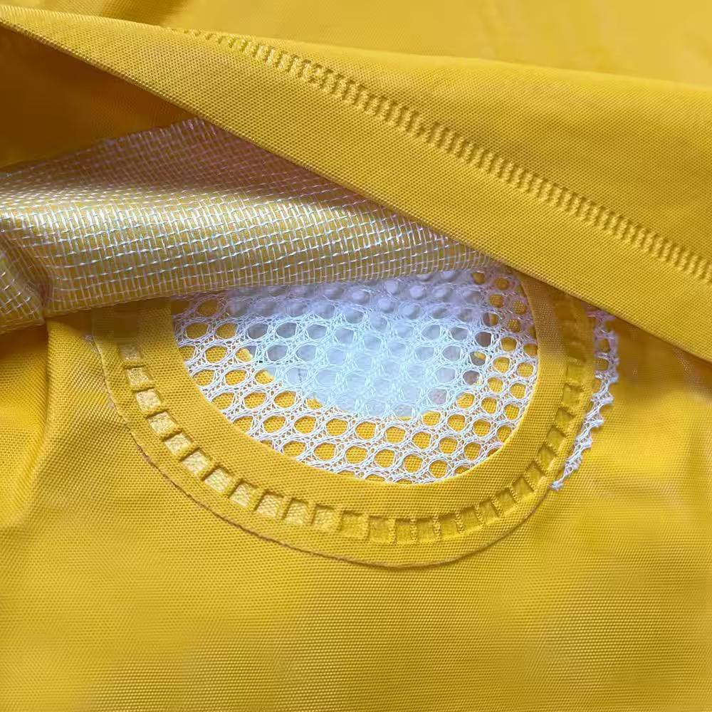 Medium Yellow PVC Polyester 2-Piece Rain Coat with Detachable Hood