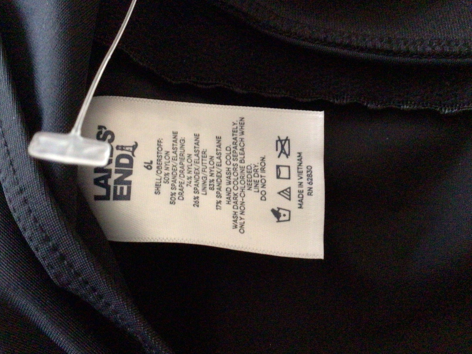 Lands’ End SlenderSuit Wrap One Piece Swimsuit Black Size 6 Tall Long Torso