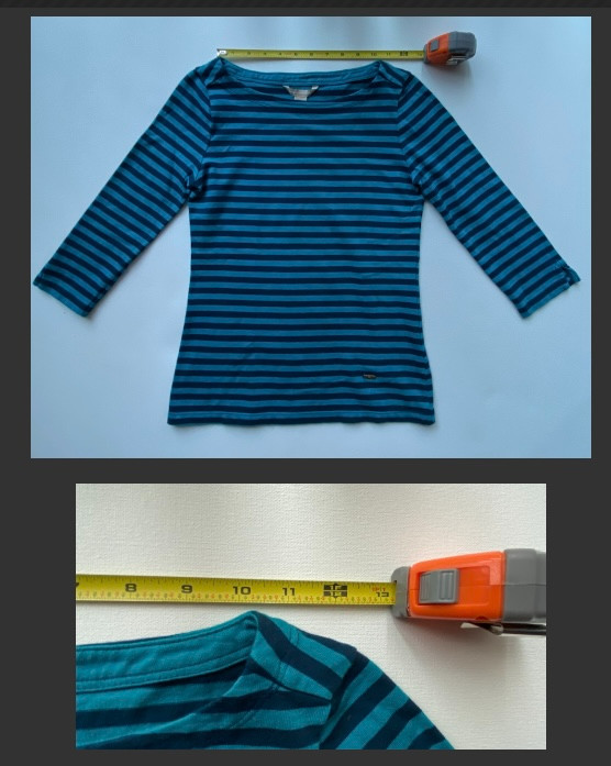 Banana Republic Blue-Green Striped Pullover Top 3/4 Sleeve Women’s XS RN 54023