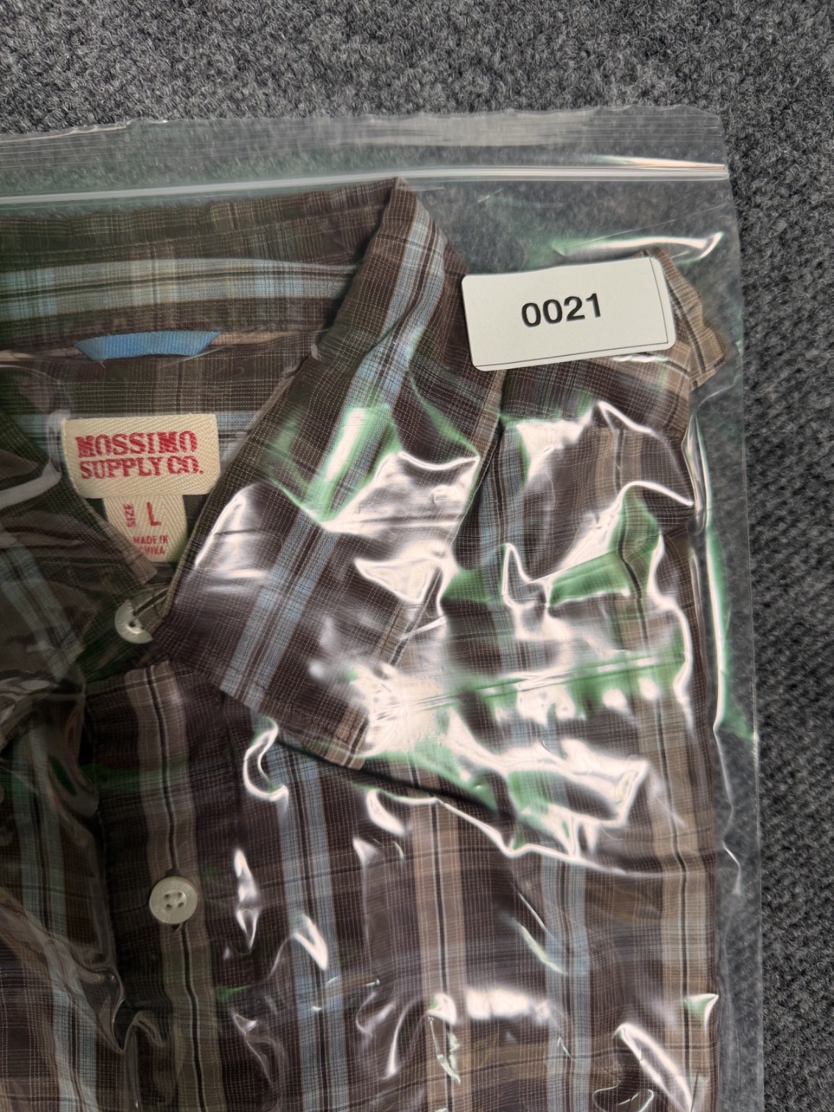 Mossimo Supply Co Men’s L Brown Blue Plaid Shirt Short Sleeve Button Up