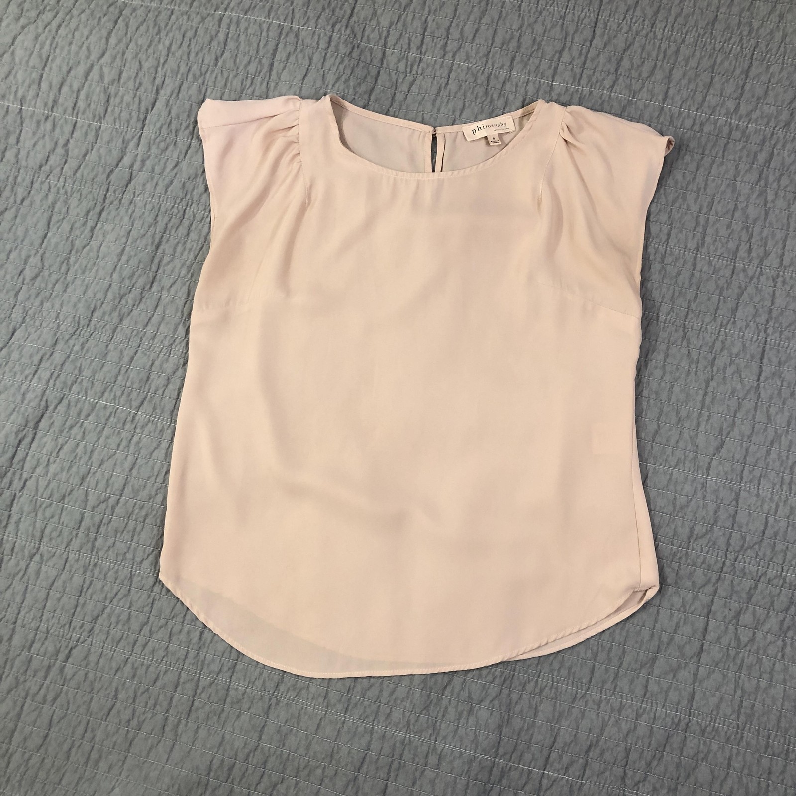 Philosophy Blouse Women Small Pink Chiffon Cap Sleeve Pullover Republic Top