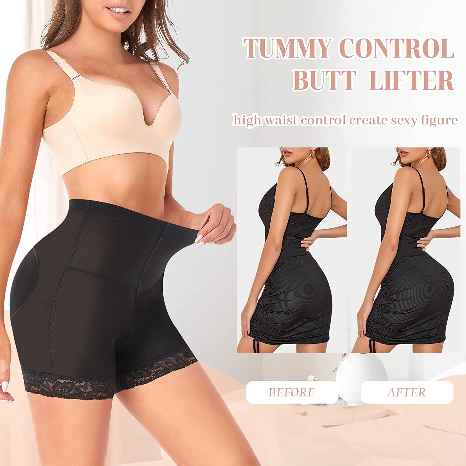 Women Padded Underwear Fake Ass Butt Lifter Hip Enhancer Body Shaper Boyshorts