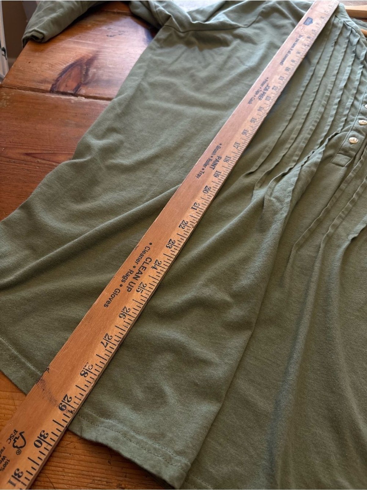 Lauren Ralph Lauren Sage Green Pintuck Henley Top 2X Long Sleeve