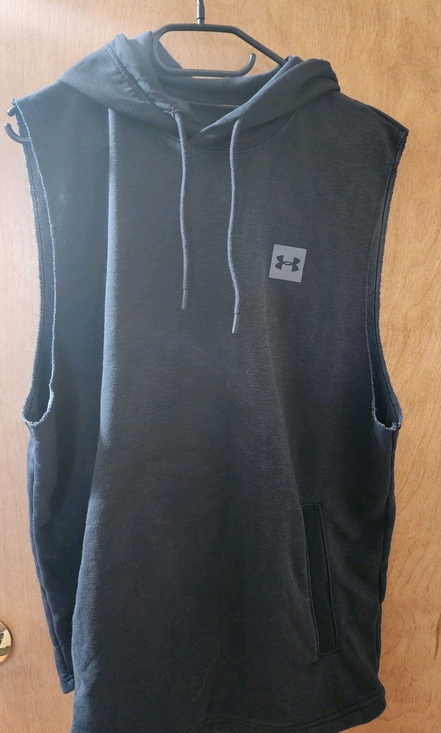 Under Armour Sleeveless Hoodie Men Medium Black Athletic Gym Training Basketball