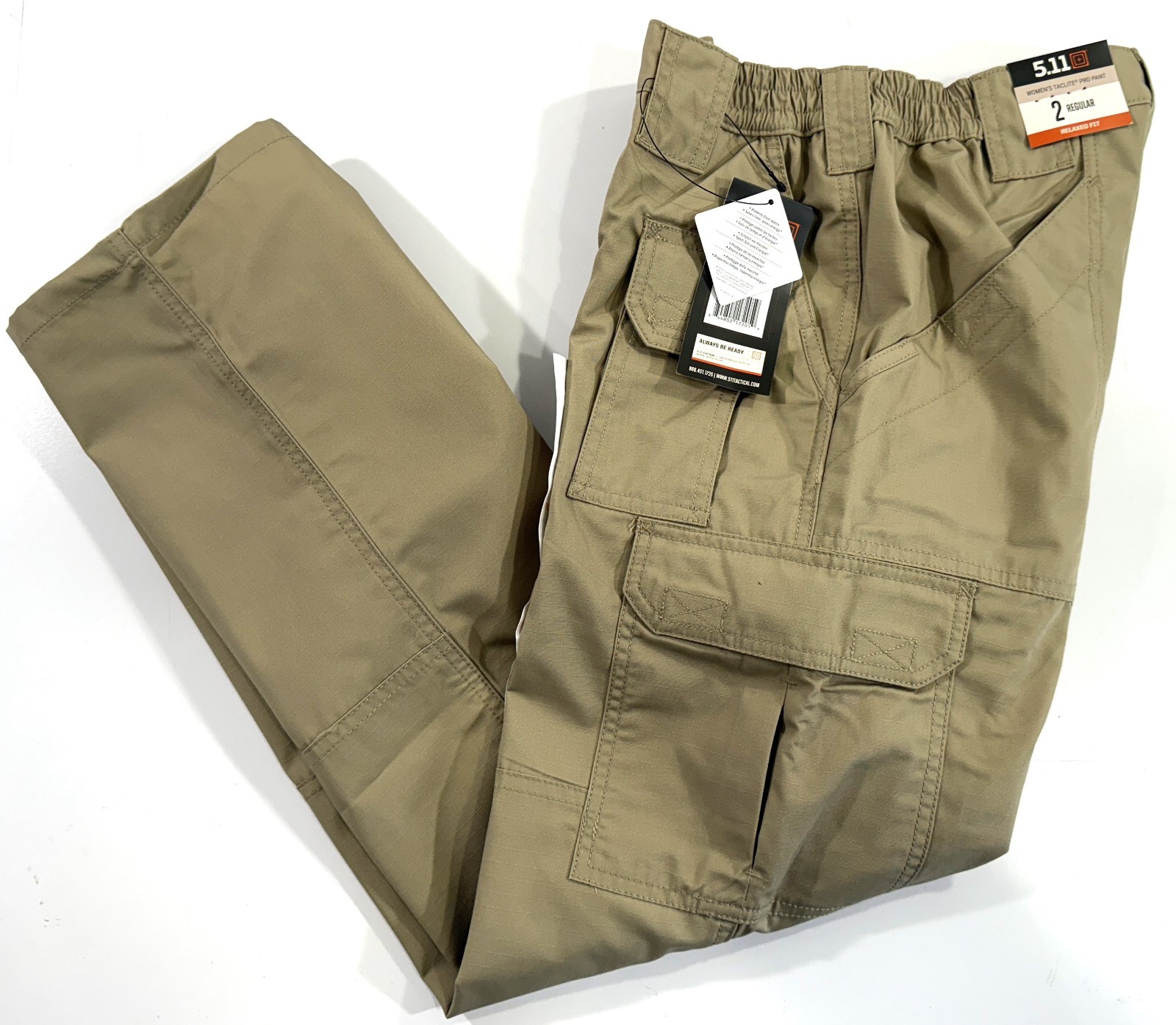 NWT SIZE 2 REG 5.11 TACTICAL WOMENS TACLITE PRO CARGO PANTS 64360 TDU KHAKI