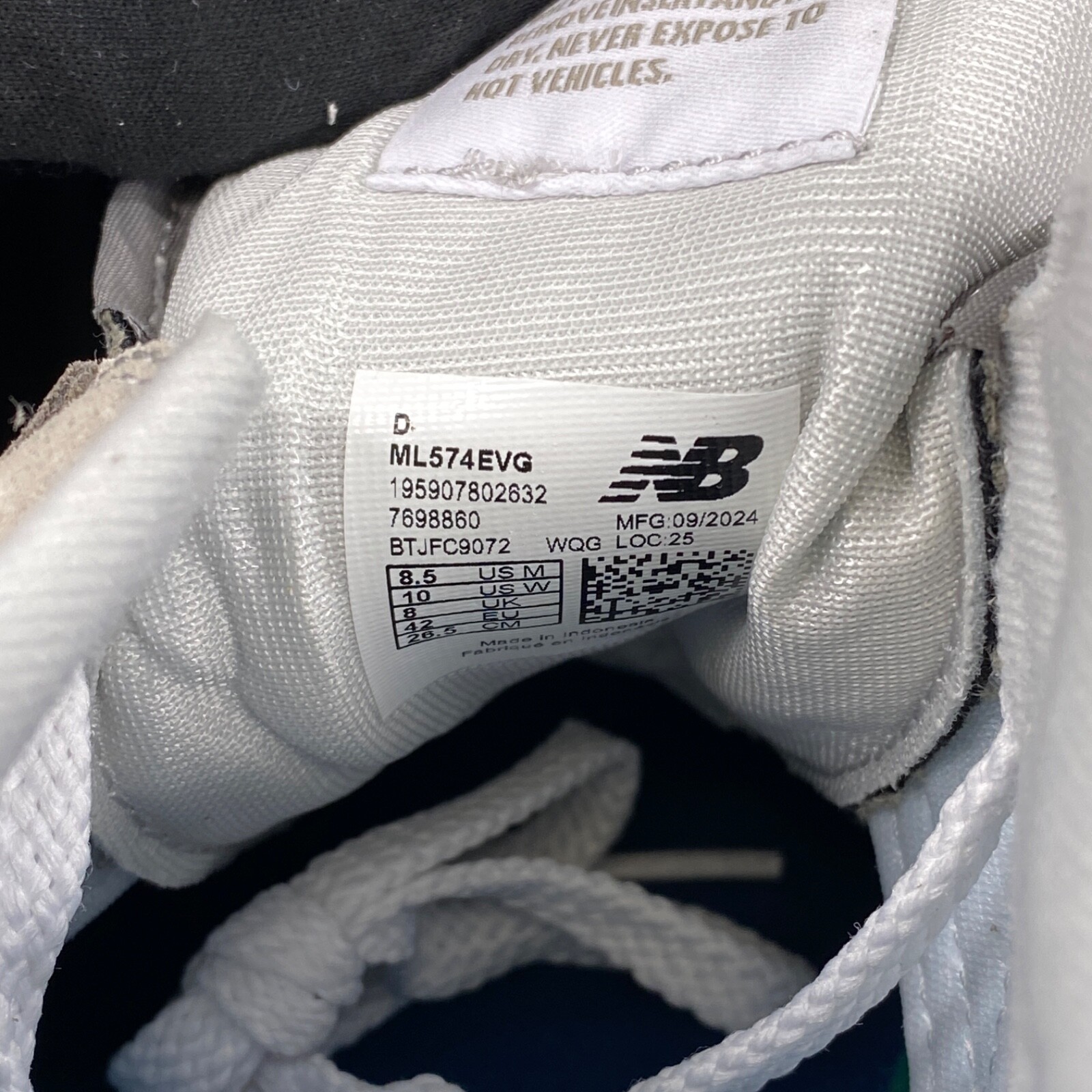 New Balance NB 574 Core Pack Grey US Size 8.5 ML574EVG Grey/White Sneaker