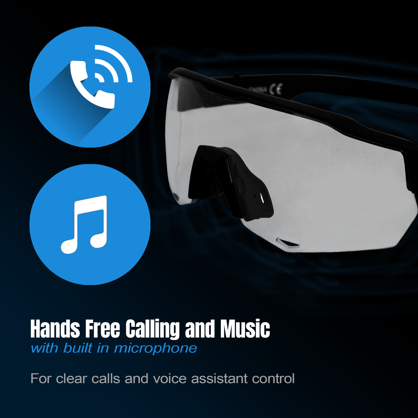 Global Vision Jam 1 Black Cycling Glasses w/ Clear Lenses, Wireless Bluetooth