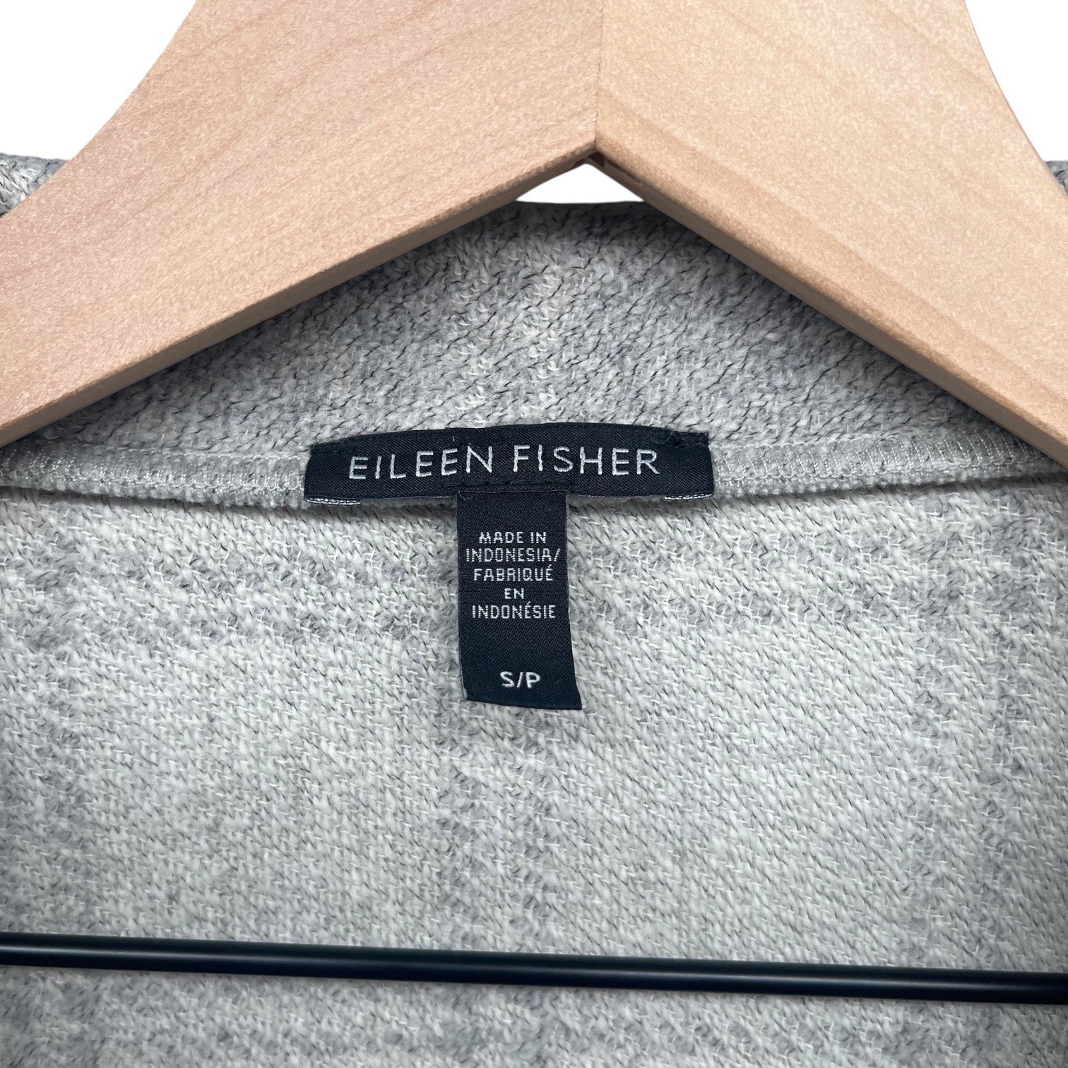 Eileen Fisher Plaid Wool Blend Oversized Jacket Cardigan Womens SMALL DARK PEARL