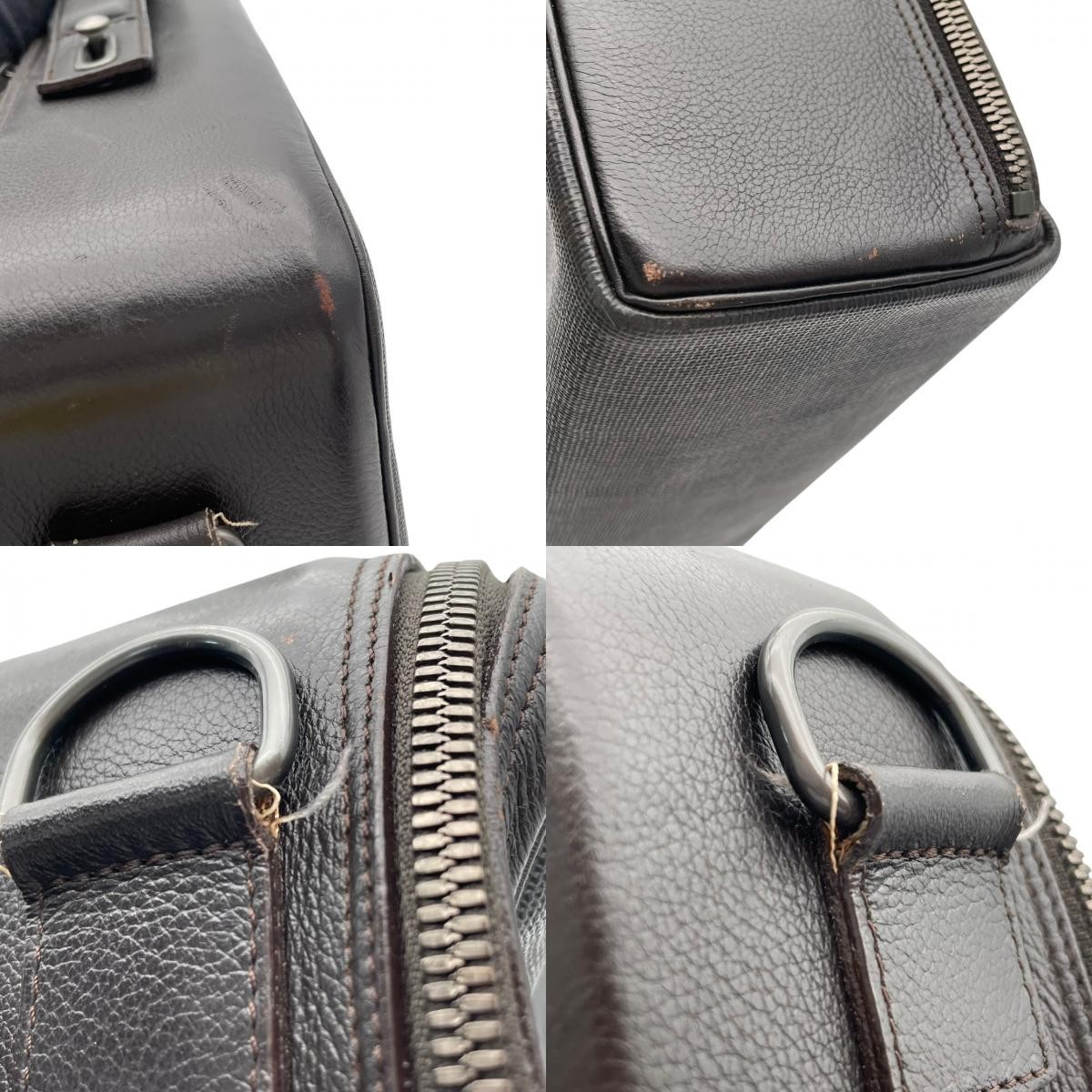 Authentic dunhill Leather 2WAY Briefcase Business Shoulder Bag Brown Mens