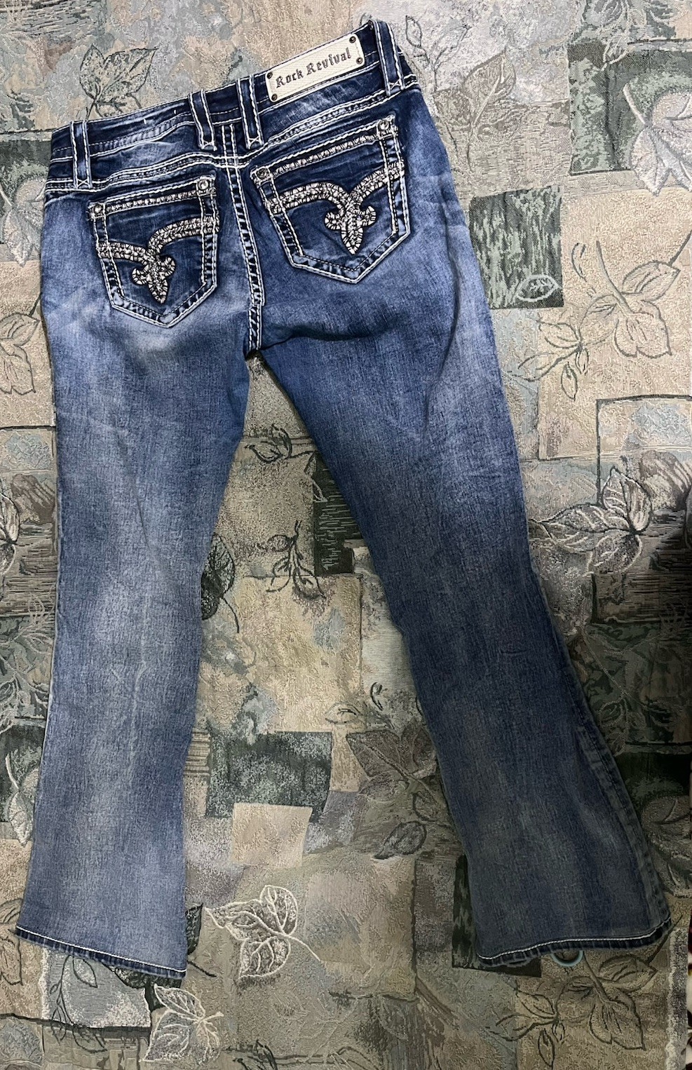 Rock Revival Nancy Mid Rise Bootcut Jeans Size 27 Embellished Pocket Y2K Denim