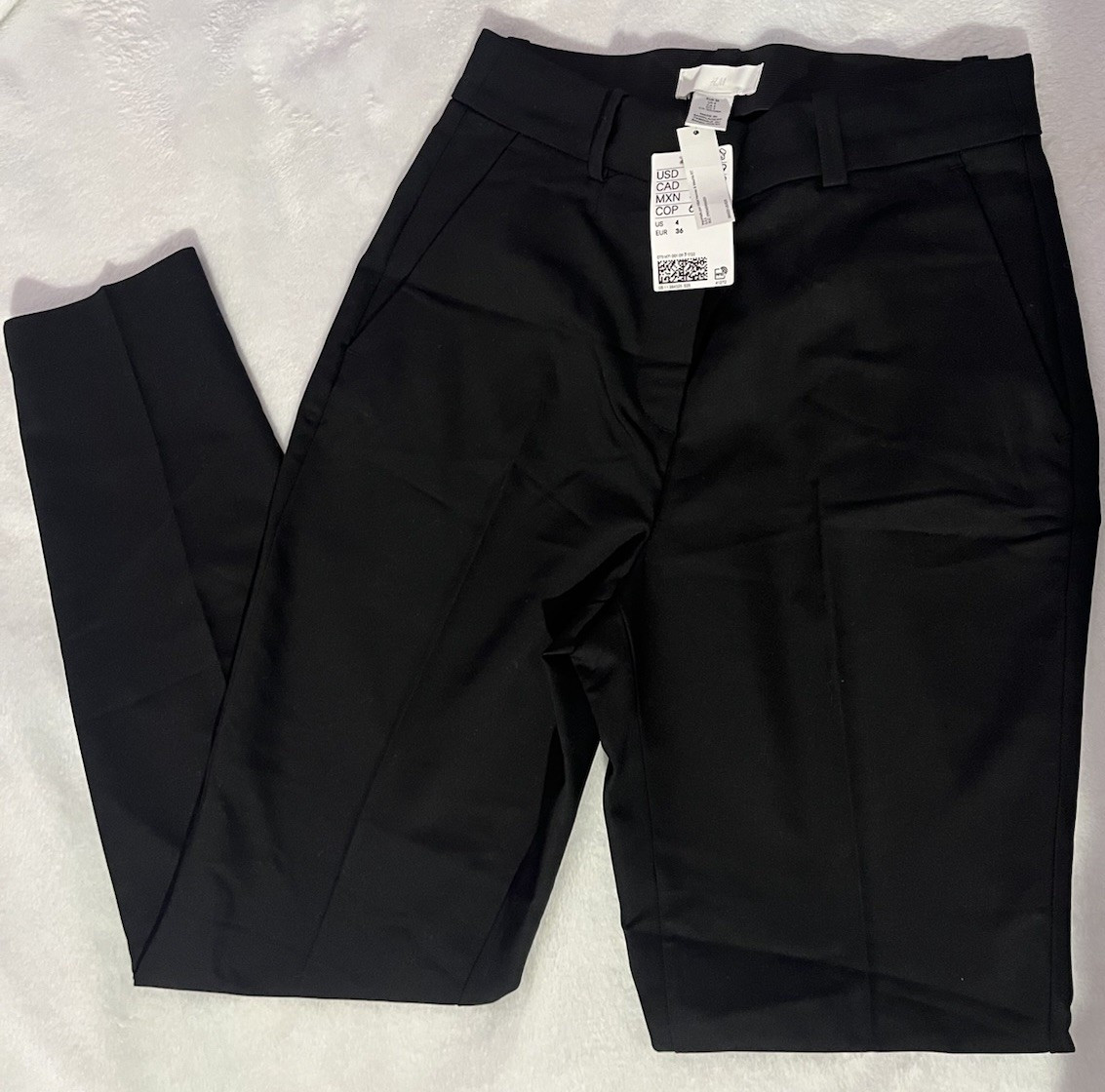 H&M Women’s Black Slim Fit Tapered Dress Pants Mid Rise Flat Front Pockets