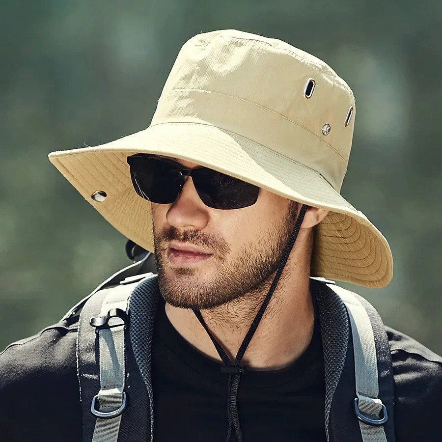 Wide Brim Sun Hat UV Protection Bucket Cap For Hiking Camping Fishing Safari Men