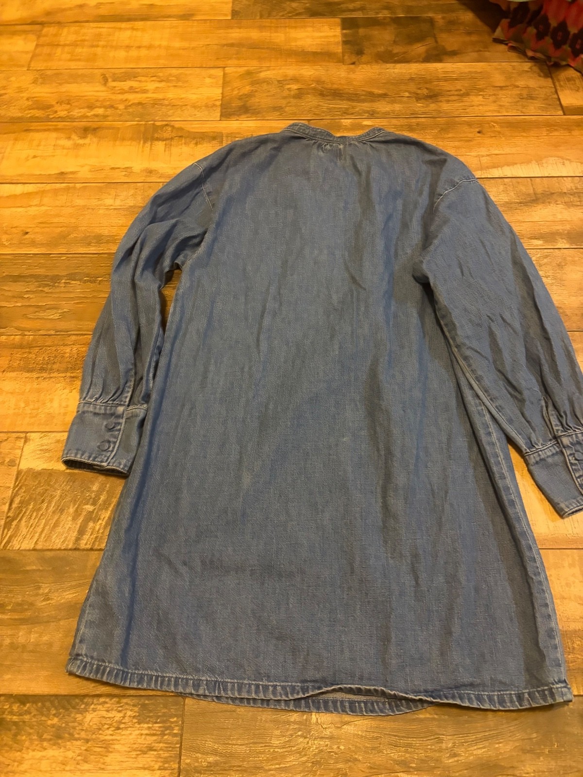 J. Crew Denim Chambray Popover Shift Dress Long Sleeve with Buttons Size Small