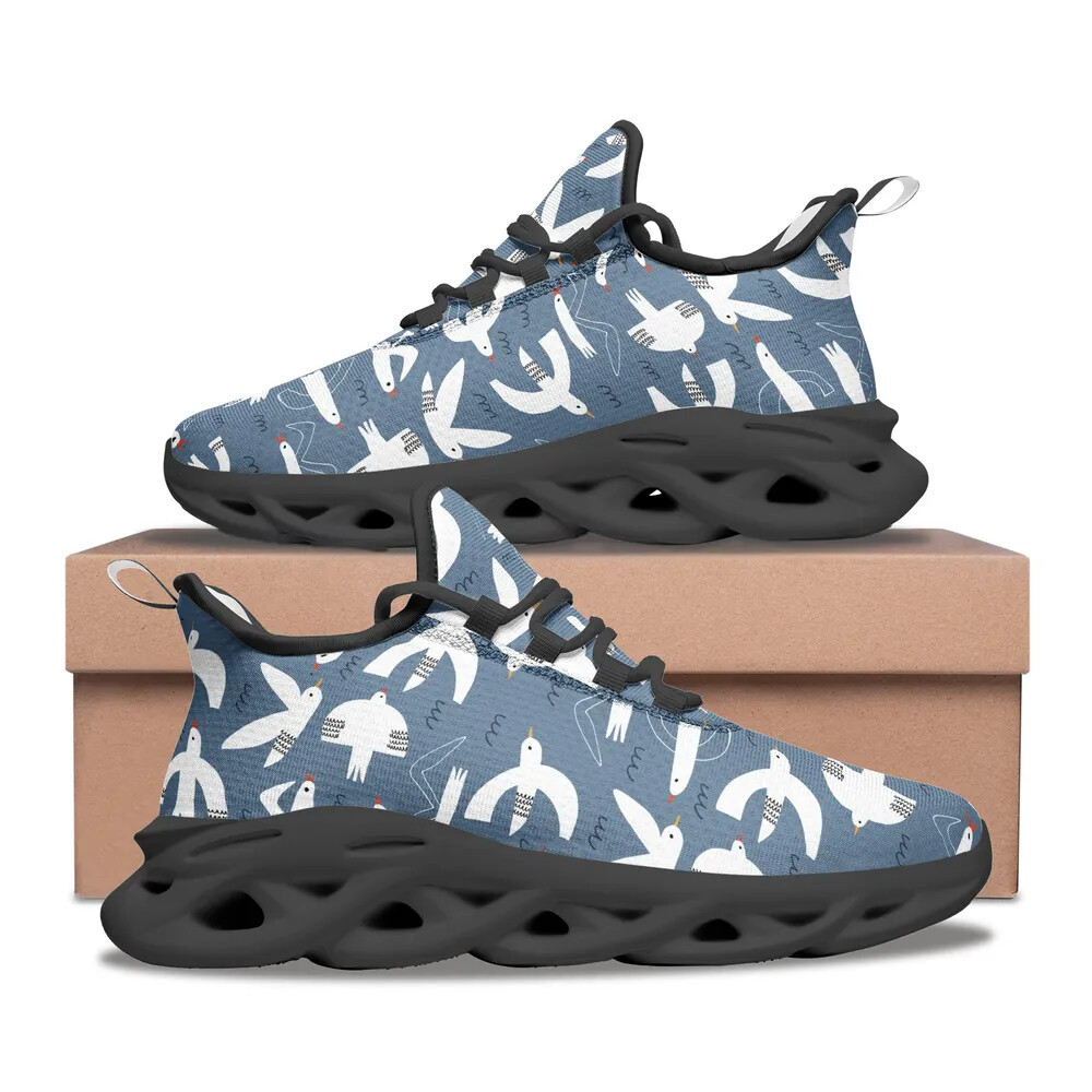 Ocean Blue Bounce Mesh Sneakers White Seagulls Cool Summer Sports Shoes