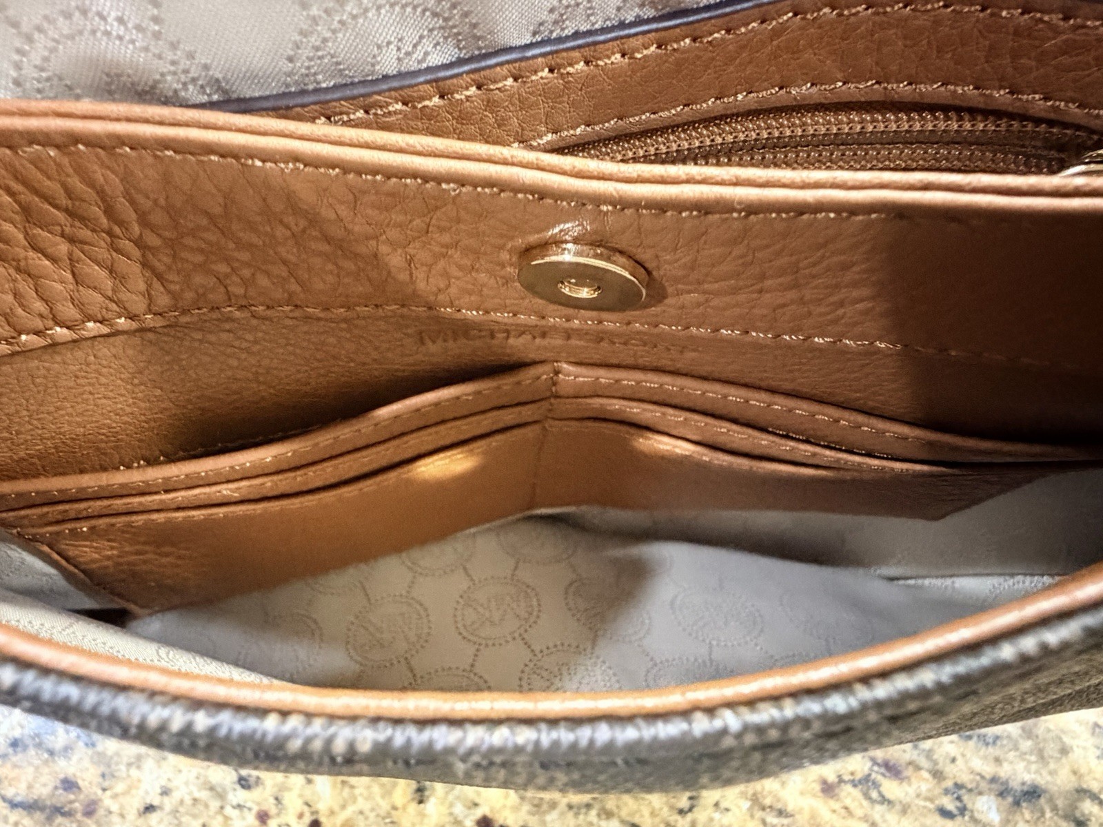 Michael Kors Signature Logo Tassel Leather Shoulder Bag Please read description