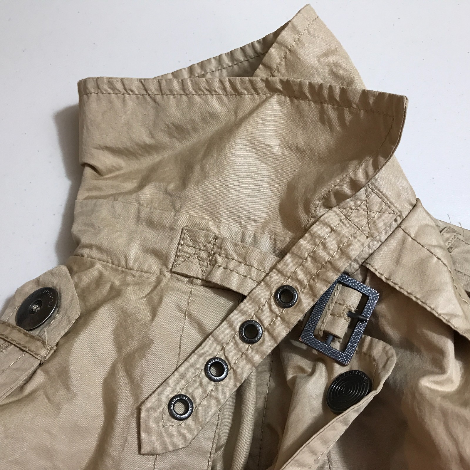 Creenstone Women’s Beige Belted Trench Coat Full-Zip Jacket US Size 6