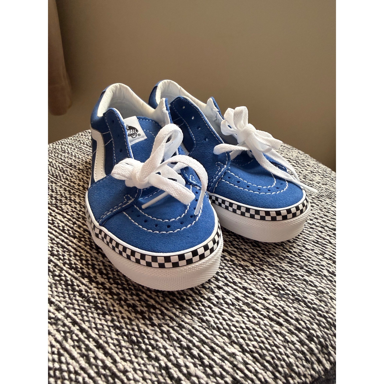 Vans Sk8-Low Reissue Blue White Checkered Sneakers Kids Size 3.0 500714