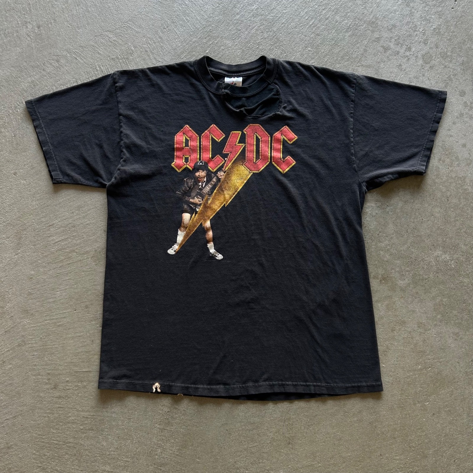 Vintage 2003 AC DC High Voltage Shirt Size XL Black Hard Rock Band Angus Young
